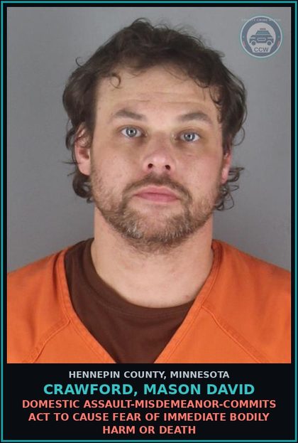 CCW arrest card for CRAWFORD, MASON DAVID in Hennepin County: DISORDERLY CONDUCT - OFFENSIVE/ABUSIVE/BOISTEROUS/NOISY/OBSCENE