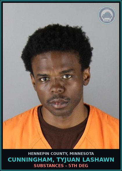 CCW arrest card for CUNNINGHAM, TYJUAN LASHAWN in Hennepin County: DRUGS - 5TH DEG