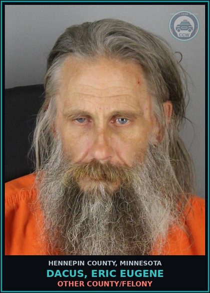 CCW arrest card for DACUS, ERIC EUGENE in Hennepin County: THEFT-TAKE/USE/TRANSFER MOVABLE PROP-NO CONSENT