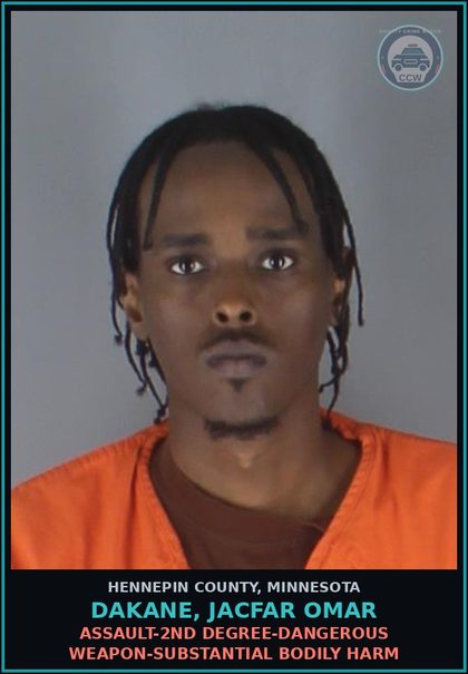 CCW arrest card for DAKANE, JACFAR OMAR in Hennepin County: ASSAULT-2ND DEGREE-DANGEROUS WEAPON-SUBSTANTIAL BODILY HARM