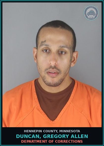 CCW arrest card for DUNCAN, GREGORY ALLEN in Hennepin County: DEPARTMENT OF CORRECTIONS