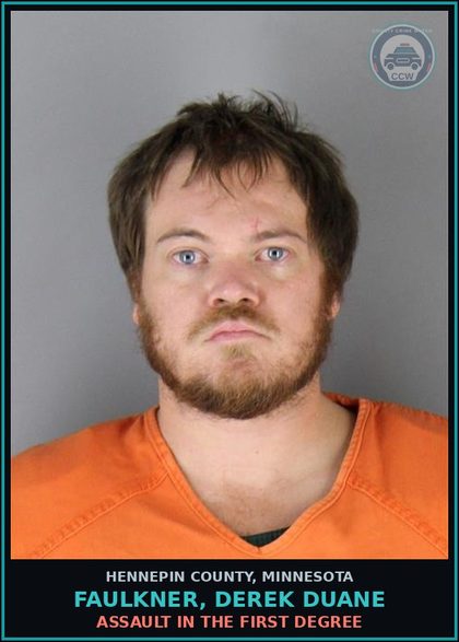 CCW arrest card for FAULKNER, DEREK DUANE in Hennepin County: ASSAULT IN THE FIRST DEGREE