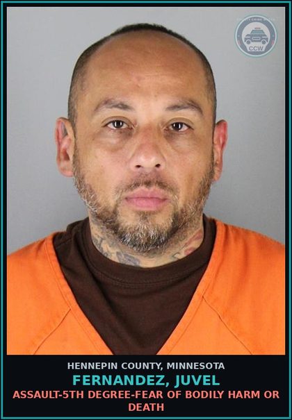 CCW arrest card for FERNANDEZ, JUVEL in Hennepin County: ASSAULT-5TH DEGREE-FEAR OF BODILY HARM OR DEATH