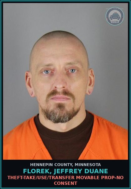 CCW arrest card for FLOREK, JEFFREY DUANE in Hennepin County: DRUGS - 5TH DEGREE - POSSESS SCHEDULE 1,2,3,4 OR PARAPHERNALIA RESIDUAL - NOT Canna/HEMP