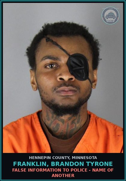 CCW arrest card for FRANKLIN, BRANDON TYRONE in Hennepin County: FALSE INFORMATION TO POLICE - NAME OF ANOTHER