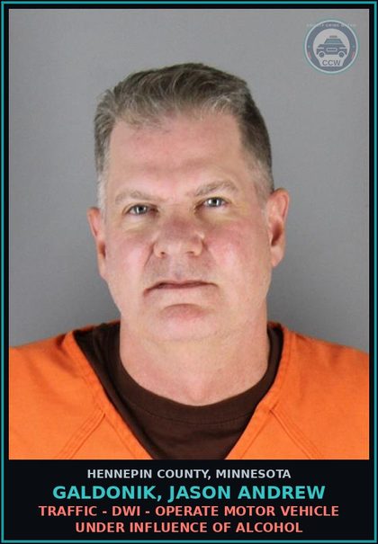 CCW arrest card for GALDONIK, JASON ANDREW in Hennepin County: TRAFFIC - DWI - OPERATE MOTOR VEHICLE UNDER INFLUENCE OF ALCOHOL
