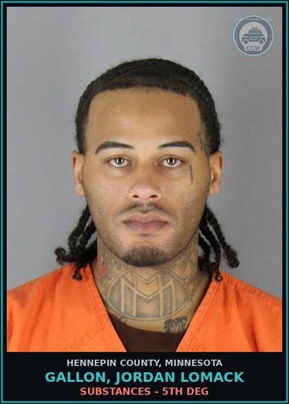CCW arrest card for GALLON, JORDAN LOMACK in Hennepin County: DRUGS - 5TH DEG