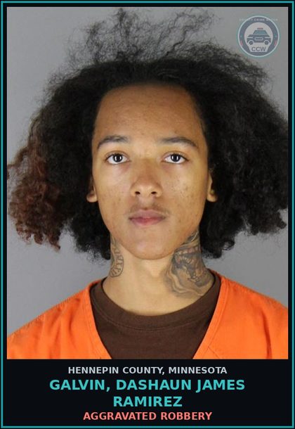 CCW arrest card for GALVIN, DASHAUN JAMES RAMIREZ in Hennepin County: DOMESTIC ASSAULT BY STRANGULATION