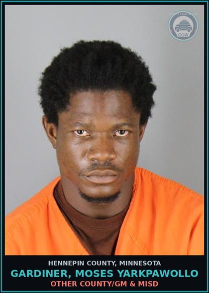 CCW arrest card for GARDINER, MOSES YARKPAWOLLO in Hennepin County: OTHER COUNTY/GM & MISD