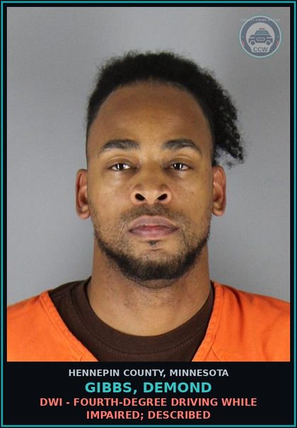 CCW arrest card for GIBBS, DEMOND in Hennepin County: DWI - FOURTH-DEGREE DRIVING WHILE IMPAIRED; DESCRIBED