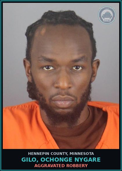 CCW arrest card for GILO, OCHONGE NYGARE in Hennepin County: AGGRAVATED ROBBERY