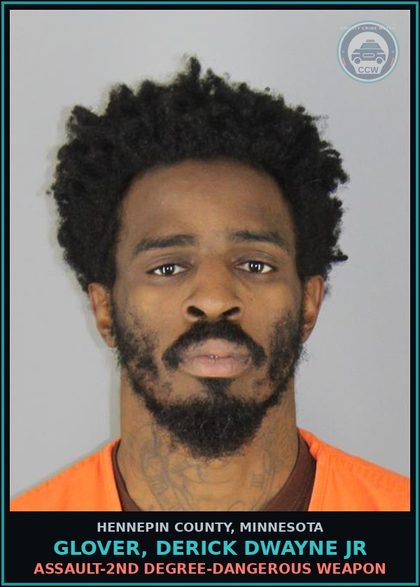 CCW arrest card for GLOVER, DERICK DWAYNE JR in Hennepin County: VIOLATE NO CONTACT ORDER - WITHIN 10 YEARS OF THE FIRST OF TWO OR MORE CONVICTIONS