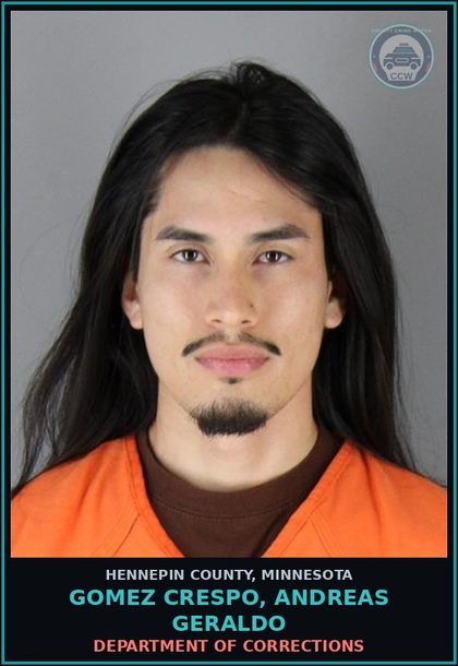 CCW arrest card for GOMEZ CRESPO, ANDREAS GERALDO in Hennepin County: DEPARTMENT OF CORRECTIONS