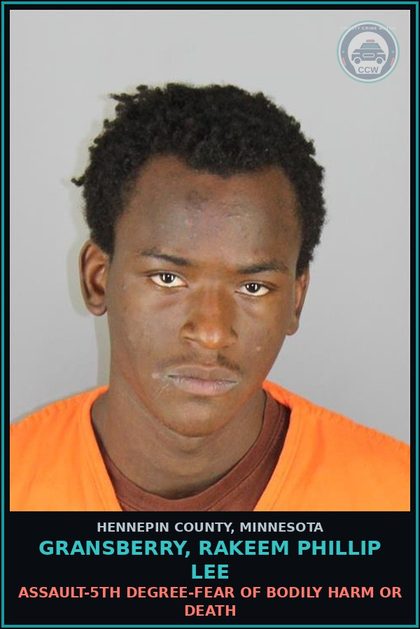 CCW arrest card for GRANSBERRY, RAKEEM PHILLIP LEE in Hennepin County: TRANSIT CRIME - ENGAGE IN DISORDERLY CONDUCT