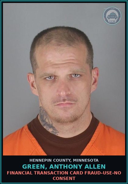 CCW arrest card for GREEN, ANTHONY ALLEN in Hennepin County: DEPARTMENT OF CORRECTIONS