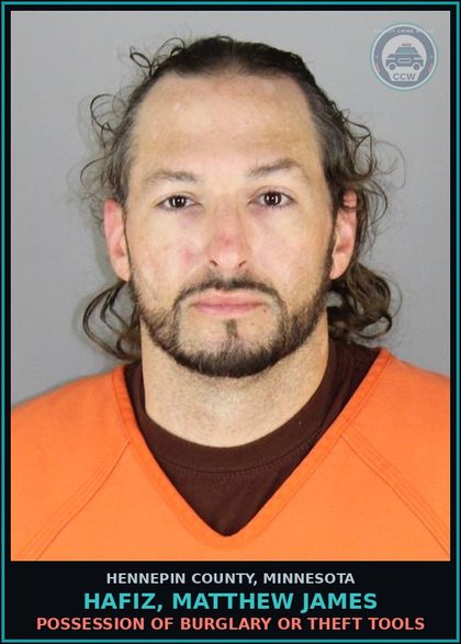 CCW arrest card for HAFIZ, MATTHEW JAMES in Hennepin County: THEFT-TAKE/USE/TRANSFER MOVABLE PROP-NO CONSENT