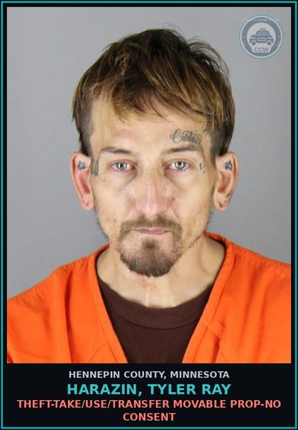 CCW arrest card for HARAZIN, TYLER RAY in Hennepin County: OTHER COUNTY/GM & MISD