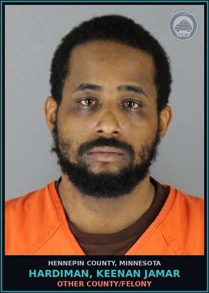 CCW arrest card for HARDIMAN, KEENAN JAMAR in Hennepin County: OTHER COUNTY/FELONY
