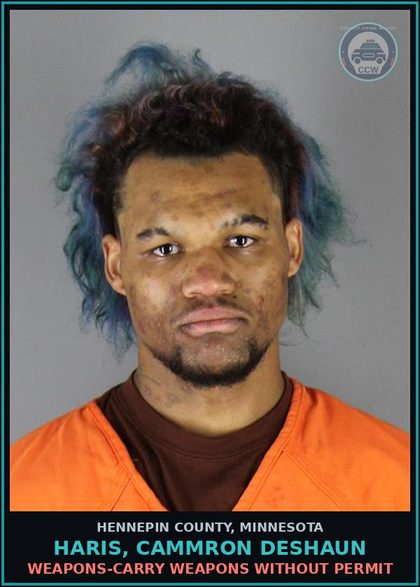 CCW arrest card for HARIS, CAMMRON DESHAUN in Hennepin County: THREATS OF VIOLENCE