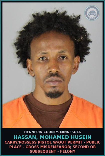 CCW arrest card for HASSAN, MOHAMED HUSEIN in Hennepin County: FLEEING A PEACE OFFICER BY A MEANS OTHER THAN A MOTOR VEHICLE