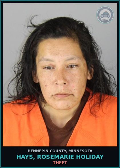 CCW arrest card for HAYS, ROSEMARIE HOLIDAY in Hennepin County: THEFT