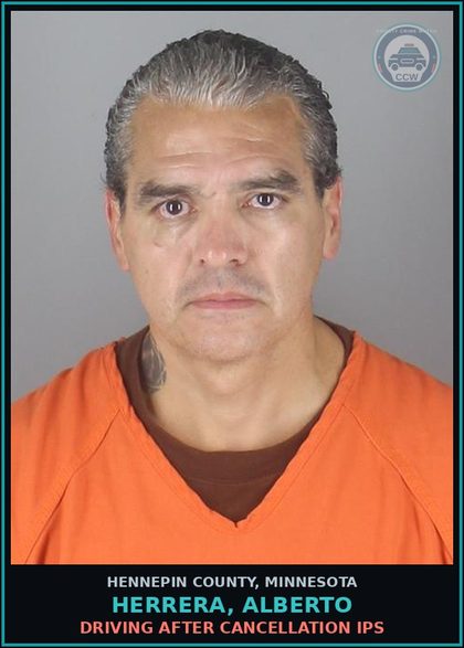 CCW arrest card for HERRERA, ALBERTO in Hennepin County: DRIVING AFTER CANCELLATION IPS