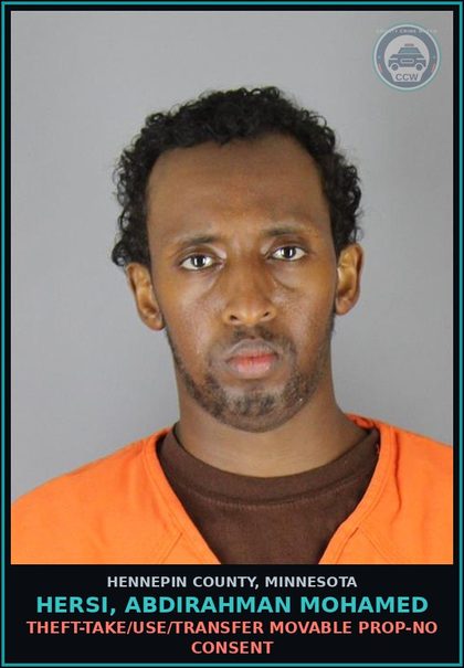 CCW arrest card for HERSI, ABDIRAHMAN MOHAMED in Hennepin County: GIVING PEACE OFFICER FALSE NAME-OF ANOTHER PERSON