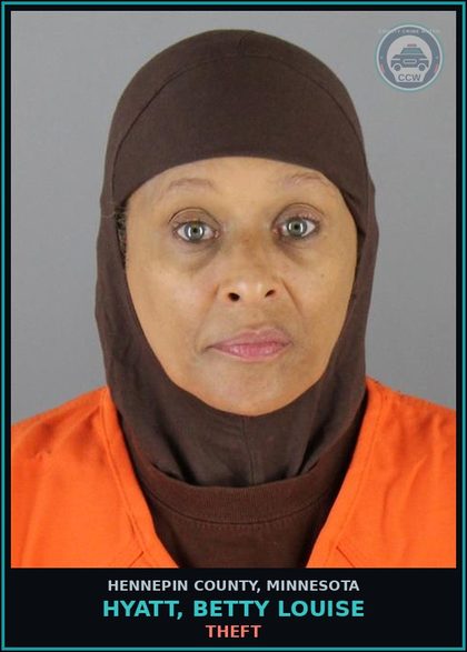 CCW arrest card for HYATT, BETTY LOUISE in Hennepin County: THEFT