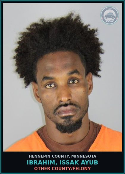 CCW arrest card for IBRAHIM, ISSAK AYUB in Hennepin County: OTHER COUNTY/FELONY