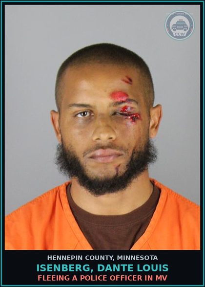 CCW arrest card for ISENBERG, DANTE LOUIS in Hennepin County: FLEEING A POLICE OFFICER IN MV