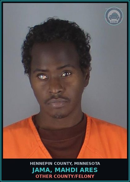 CCW arrest card for JAMA, MAHDI ARES in Hennepin County: THEFT-TAKE/USE/TRANSFER MOVABLE PROP-NO CONSENT