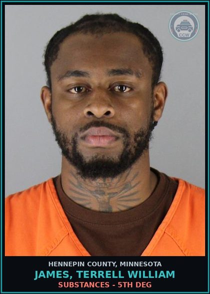 CCW arrest card for JAMES, TERRELL WILLIAM in Hennepin County: DRUGS - 5TH DEG