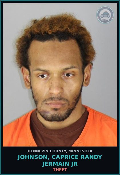CCW arrest card for JOHNSON, CAPRICE RANDY JERMAIN JR in Hennepin County: THEFT