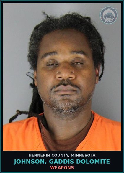 CCW arrest card for JOHNSON, GADDIS DOLOMITE in Hennepin County: WEAPONS