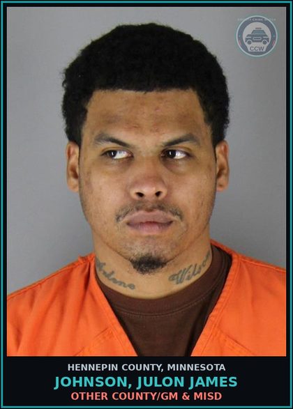 CCW arrest card for JOHNSON, JULON JAMES in Hennepin County: OTHER COUNTY/GM & MISD