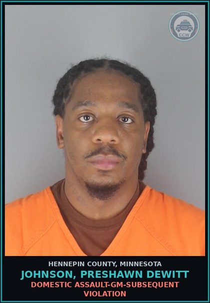 CCW arrest card for JOHNSON, PRESHAWN DEWITT in Hennepin County: THREATS OF VIOLENCE - RECKLESS DISREGARD RISK
