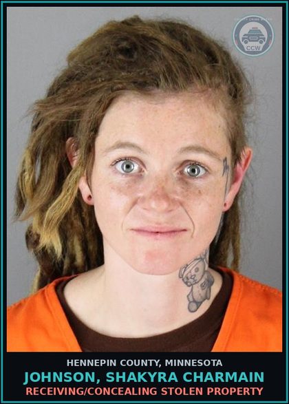 CCW arrest card for JOHNSON, SHAKYRA CHARMAIN in Hennepin County: RECEIVING/CONCEALING STOLEN PROPERTY