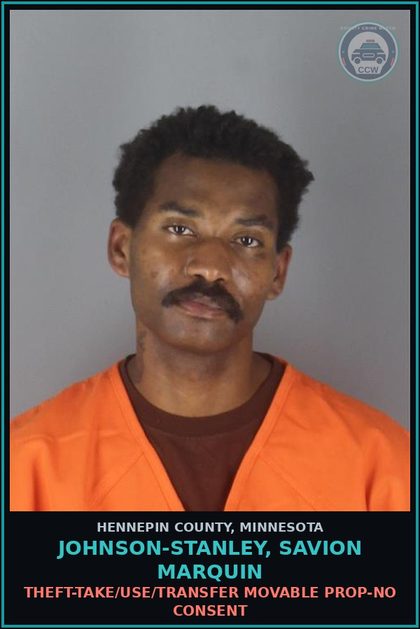 CCW arrest card for JOHNSON-STANLEY, SAVION MARQUIN in Hennepin County: THEFT-TAKE/USE/TRANSFER MOVABLE PROP-NO CONSENT