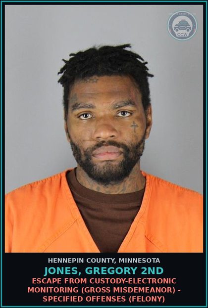 CCW arrest card for JONES, GREGORY 2ND in Hennepin County: PREDATORY OFFENDER - KNOWINGLY COMMITS ACT OR FAILS TO FULFILL REGISTRATION REQUIREMENT