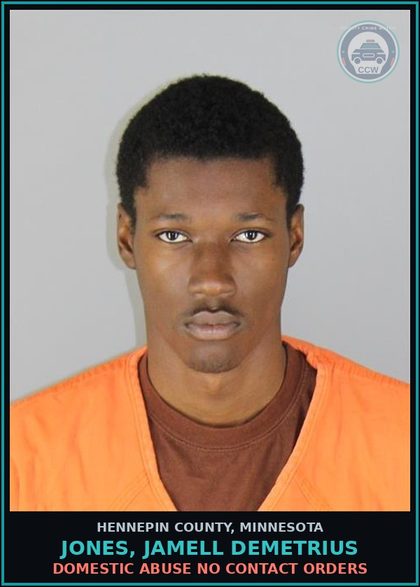 CCW arrest card for JONES, JAMELL DEMETRIUS in Hennepin County: DOMESTIC ABUSE NO CONTACT ORDERS