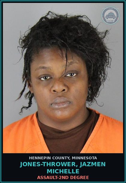 CCW arrest card for JONES-THROWER, JAZMEN MICHELLE in Hennepin County: ASSAULT-2ND DEGREE