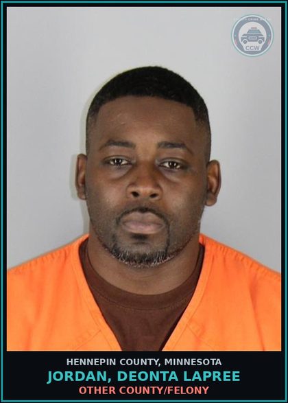 CCW arrest card for JORDAN, DEONTA LAPREE in Hennepin County: OTHER COUNTY/FELONY