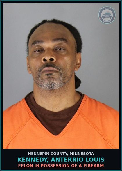 CCW arrest card for KENNEDY, ANTERRIO LOUIS in Hennepin County: FELON IN POSSESSION OF A FIREARM