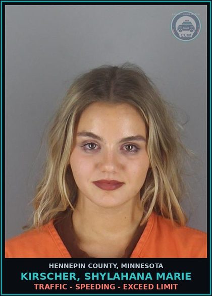 CCW arrest card for KIRSCHER, SHYLAHANA MARIE in Hennepin County: TRAFFIC - SPEEDING - EXCEED LIMIT