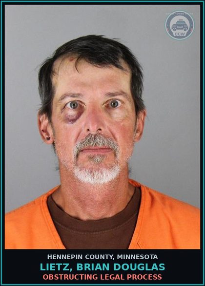 CCW arrest card for LIETZ, BRIAN DOUGLAS in Hennepin County: OBSTRUCTING LEGAL PROCESS