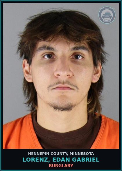 CCW arrest card for LORENZ, EDAN GABRIEL in Hennepin County: BURGLARY
