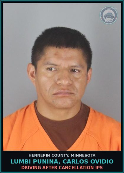 CCW arrest card for LUMBI PUNINA, CARLOS OVIDIO in Hennepin County: DRIVING AFTER CANCELLATION IPS