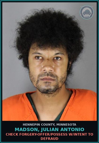 CCW arrest card for MADSON, JULIAN ANTONIO in Hennepin County: OBSTRUCT LEGAL PROCESS-INTERFERE W/PEACE OFFICER