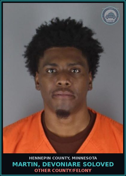 CCW arrest card for MARTIN, DEVONIARE SOLOVED in Hennepin County: FALSE INFORMATION TO POLICE - NAME OF ANOTHER