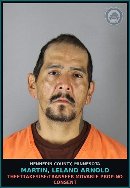 CCW arrest card for MARTIN, LELAND ARNOLD in Hennepin County: DRUGS - 5TH DEGREE - POSSESS SCHEDULE 1,2,3,4 OR PARAPHERNALIA RESIDUAL - NOT Canna/HEMP